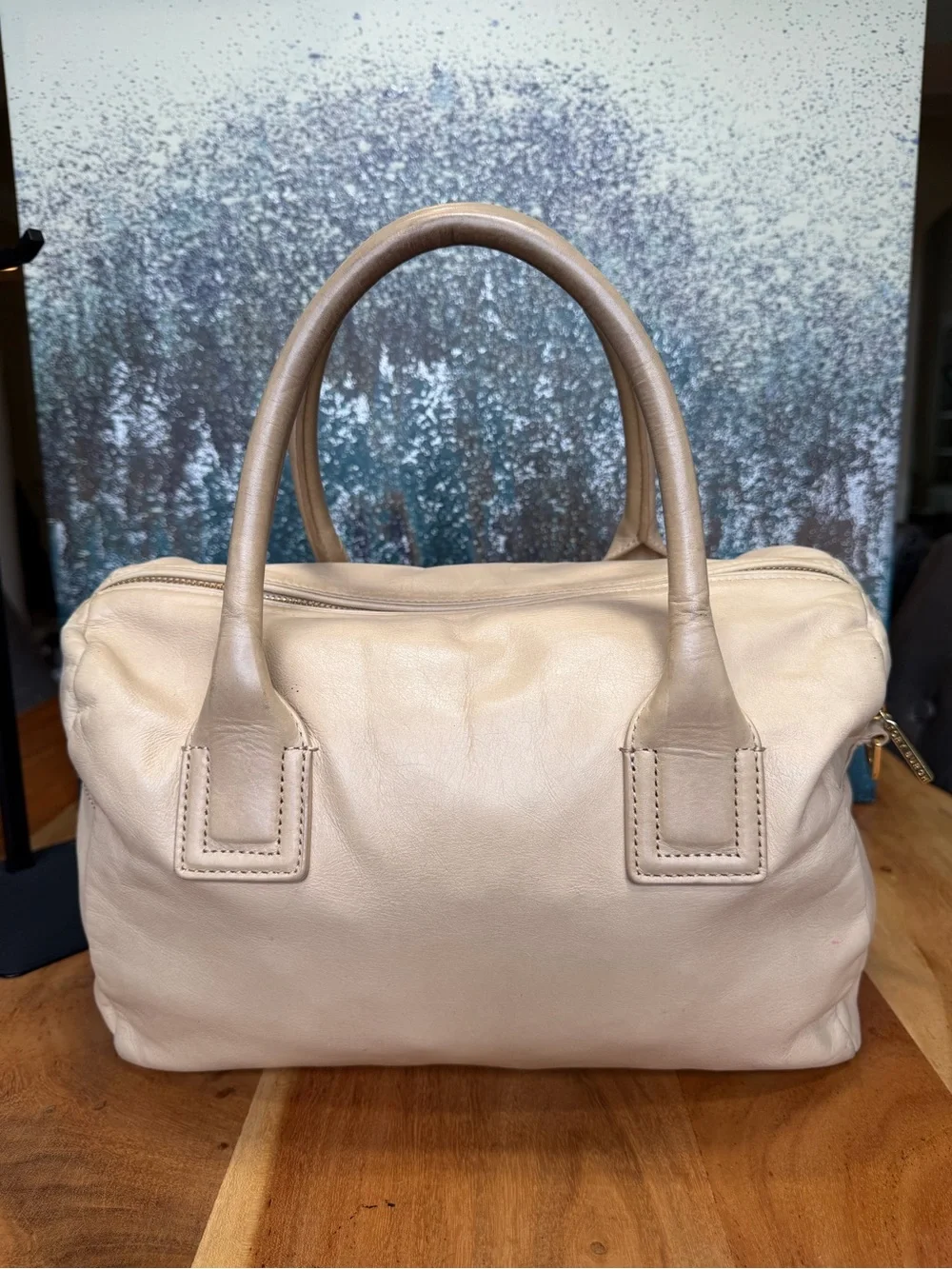 Tory Burch Quiet Luxury Classic HTF Archival‎ Robinson Leather Bowler Cream Fair